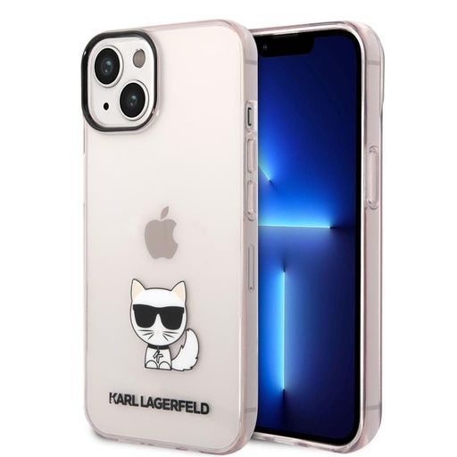 Apple iPhone 14 Plus (Roz) Karl Lagerfeld Choupette Logo husă - KLHCP14MCTTRI