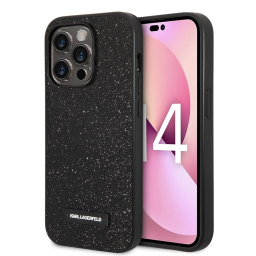 Apple iPhone 14 Pro Max Karl Lagerfeld Glitter Plague husă (Negru) – KLHCP14XG2ELK