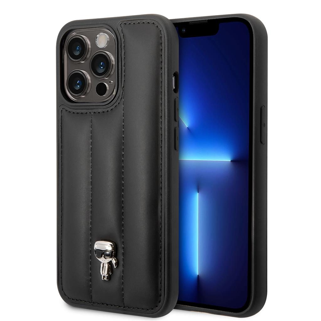 Apple iPhone 14 Pro Max Karl Lagerfeld Quilted Puffy Ikonik Logo tok (Fekete) – KLHCP14XPSQPK