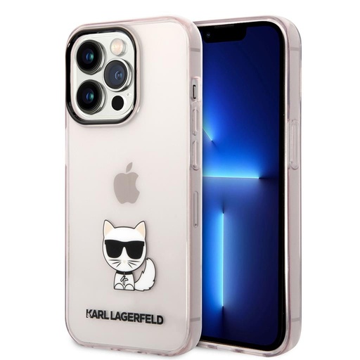 Apple iPhone 14 Pro Max (Roz) Karl Lagerfeld Choupette Logo husă - KLHCP14XCTTRI