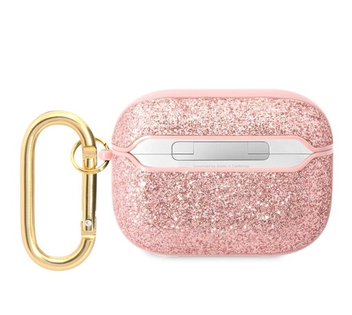 AirPods Pro Guess Glitter Flakes Metal Logo husă (Roz) - GUAPHGGSHP