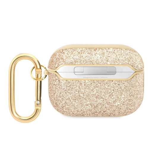 AirPods Pro Guess Glitter Flakes Metal Logo husă (Auriu) - GUAPHGGSHD