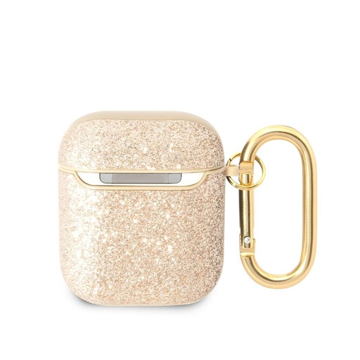 AirPods 1/2 Guess Glitter Flakes Metal Logo husă (Auriu) - GUA2HGGSHD
