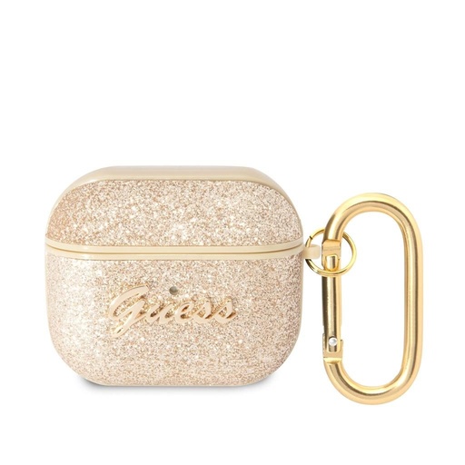 AirPods 3 Guess Glitter Flakes Metal Logo husă (Auriu) - GUA3HGGSHD