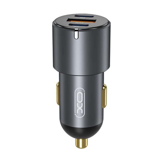 XO CC45 auto încărcător rapid 2 PD + QC 3.0 cu conector, negru