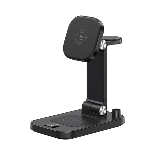 XO TK23 digital cu ecran magnetic 4 az 1-ben încărcător (Negru) – 15W pentru telefon, 5W pentru căști, 2.5W pentru ceas inteligent, 2W capacitiv