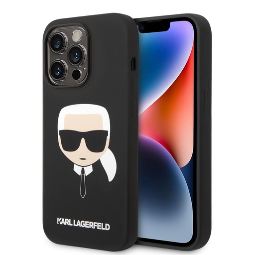 Apple iPhone 14 Pro Max Karl Lagerfeld Liquid Silicone Karl Head husă (Negru) – KLHCP14XSLKHBK