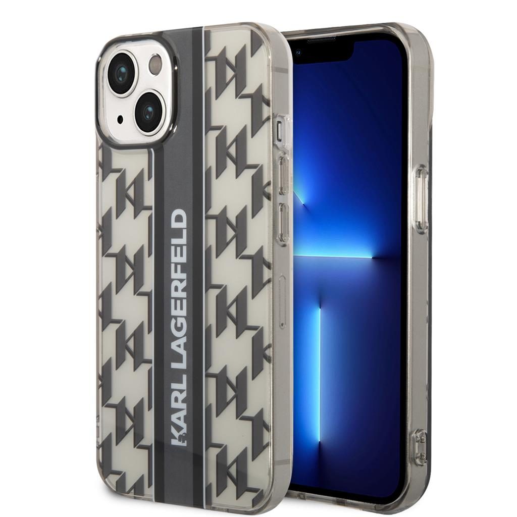 Apple iPhone 14 Karl Lagerfeld Monogram Vertical Stripe tok (Fekete) – KLHCP14SHKLSPCK