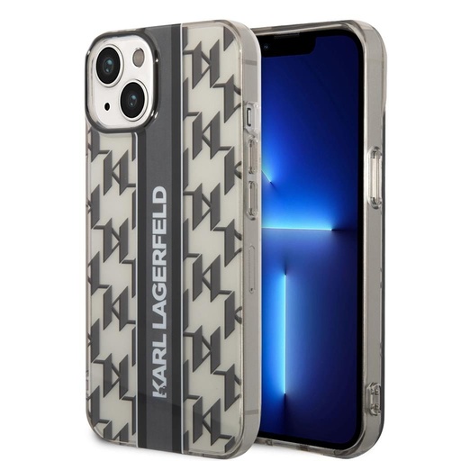 Apple iPhone 14 Karl Lagerfeld Monogram Vertical Stripe husă (Negru) – KLHCP14SHKLSPCK