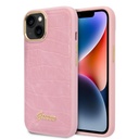 Apple iPhone 14 Plus Guess PU Croco tok fém kamera kerettel (Rózsaszín) - GUHCP14MHGCRHP