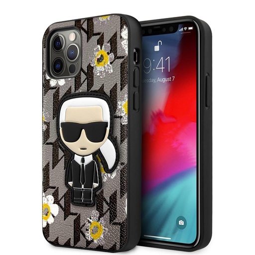 Apple iPhone 12/12 Pro Karl Lagerfeld Iconic Flowertok (Gri) – KLHCP12MPMNFIK1