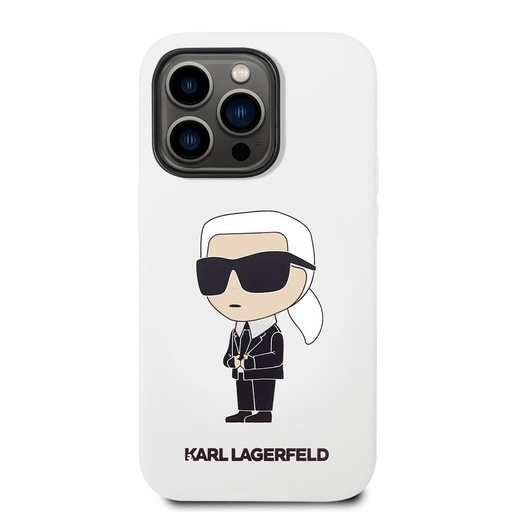 Apple iPhone 14 Pro Max Karl Lagerfeld Liquid Silicone Iconic NFT husă (Alb) – KLHCP14XSNIKBCH