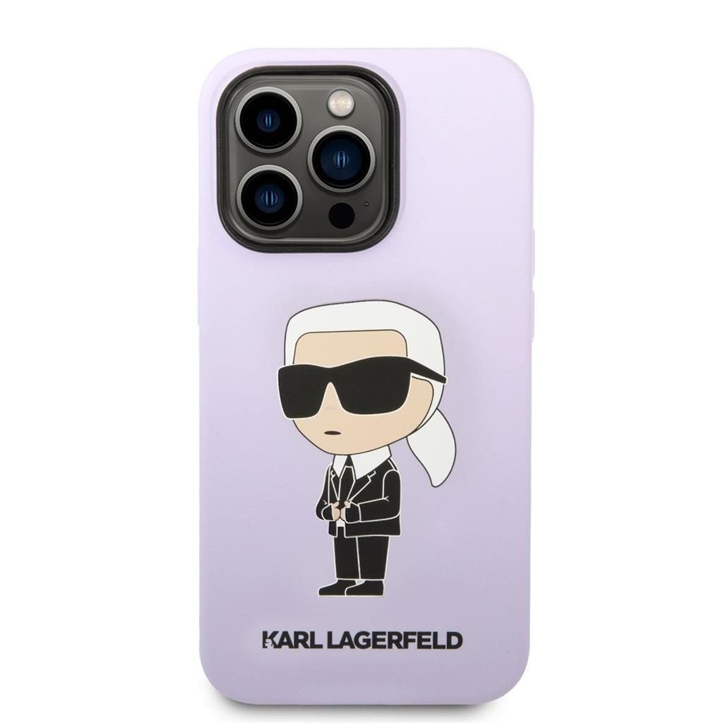 Apple iPhone 14 Pro Max Karl Lagerfeld Liquid Silicone Ikonik NFT tok (Lila) – KLHCP14XSNIKBCU