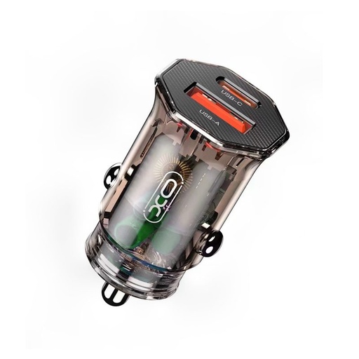 XO CC50 auto încărcător rapid (PD + QC încărcare), transparent/maro