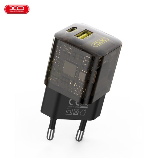 XO CE05 PD 30W încărcător rapid (Maro) – QC 3.0 18W, USB-A + USB-C conector
