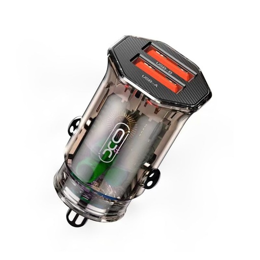 XO CC49 auto încărcător (2xUSB port), transparent/maro