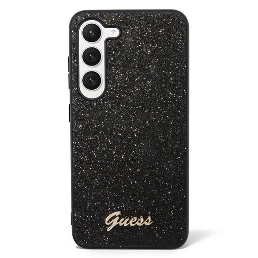 Samsung Galaxy S23 Guess Glitter Flakes Metal Logo husă (Negru) - GUHCS23SHGGSHK
