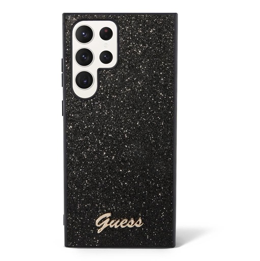 Samsung Galaxy S23 Ultra Guess Glitter Flakes Metal Logo husă (Negru) - GUHCS23LHGGSHK