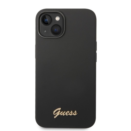Apple iPhone 14 Guess Liquid Silicone Metal Logo husă (Negru) - GUHCP14SSLSMK
