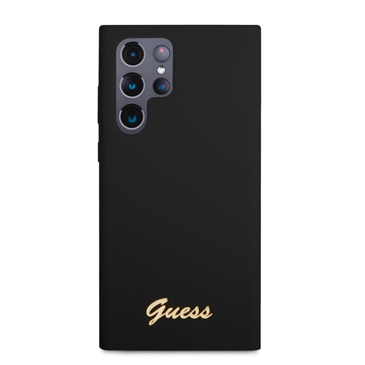 Samsung Galaxy S23 Ultra Guess Liquid Silicone Metal Logo husă (Negru) - GUHCS23LSLSMK