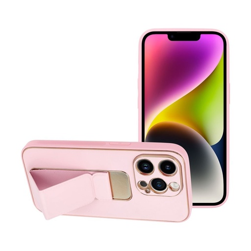 Apple iPhone 14 Pro piele husă de protecție extensibil cu suport, magnetic suport auto compatibil (Roz)