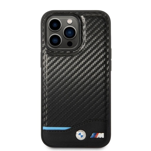 Apple iPhone 14 Pro BMW M PU Carbon husă – Albastru Line (Negru) - BMHCP14L22NBCK