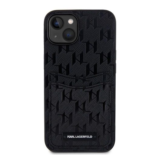 Apple iPhone 14 Karl Lagerfeld Saffiano Monogram Card Slot husă (Negru) – KLHCP14SSAKLHPPK