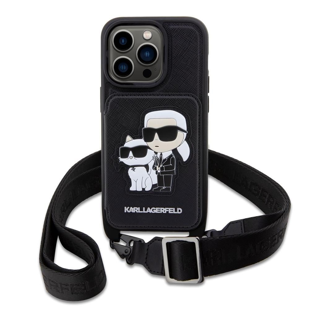 Apple iPhone 14 Pro Max Karl Lagerfeld Saffiano Crossbody Karl and Choupette NFT tok (Fekete) – KLHCP14XCSAKCPMK