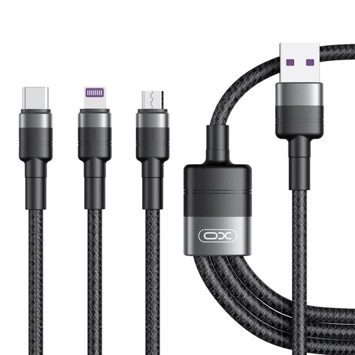 XO NB-Q191 cu conectori multipli cablu de date (Negru) – 3 az 1-ben, 1.2 m, 40W încărcare rapidă