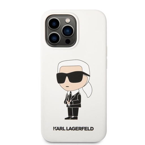 Apple iPhone 13 Pro Karl Lagerfeld Liquid Silicone Iconic NFT husă (Alb) – KLHCP13LSNIKBCH