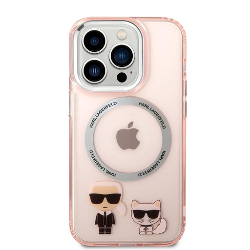 Apple iPhone 14 Pro Karl Lagerfeld MagSafe Compatible Karl and Choupette husă (Roz) – KLHMP14LHKCP