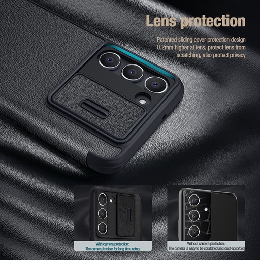 Samsung Galaxy S23 5G Nillkin Qin cloth pro cu protecție cameră textil husă tip carte (Gri)