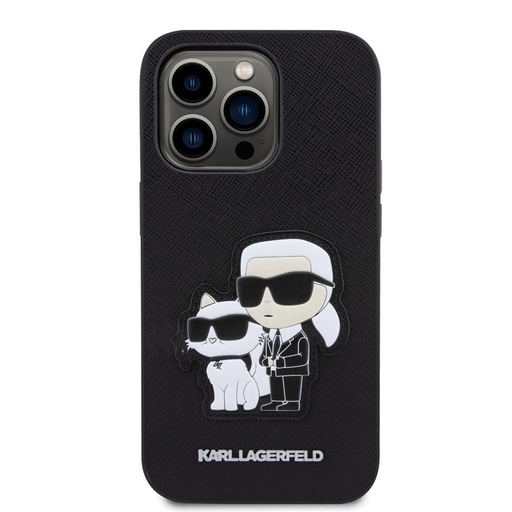 Apple iPhone 13 Pro Karl Lagerfeld PU Saffiano Karl and Choupette NFT husă (Negru) – KLHCP13LSANKCPK