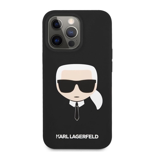 Apple iPhone 13 Pro Max Karl Lagerfeld MagSafe Compatible Liquid Silicone Karl Head husă (Negru) – KLHMP13XSLKHBK