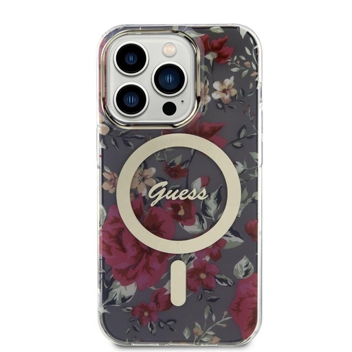 Apple iPhone 14 Pro Guess Flowers IML MagSafe husă (Kaki) - GUHMP14LHCFWSA