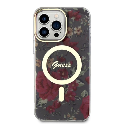 Apple iPhone 14 Pro Max Guess Flowers IML MagSafe husă (Kaki) - GUHMP14XHCFWSA
