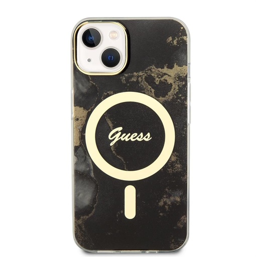 Apple iPhone 14 Guess Marble IML MagSafe husă (Negru) - GUHMP14SHTMRSK