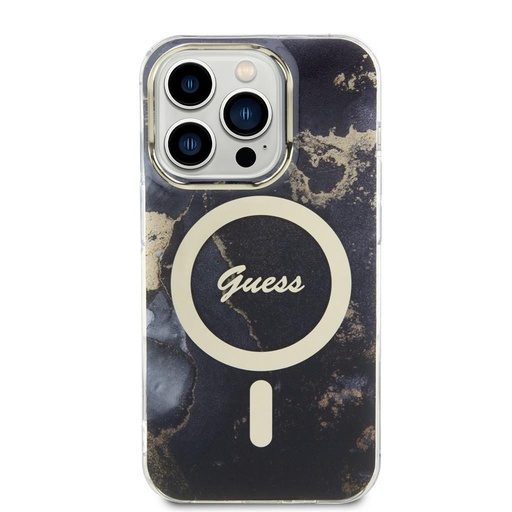 Apple iPhone 13 Pro Guess Marble IML MagSafe husă (Negru) - GUHMP13LHTMRSK