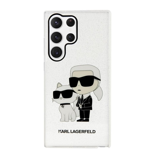 Samsung Galaxy S23 Ultra Karl Lagerfeld IML Glitter Karl and Choupette NFT husă (Transparent) – KLHCS23LHNKCTGT