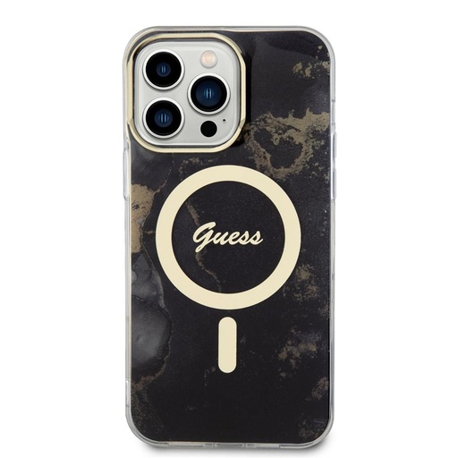 Apple iPhone 14 Pro Max Guess Marble IML MagSafe husă (Negru) - GUHMP14XHTMRSK