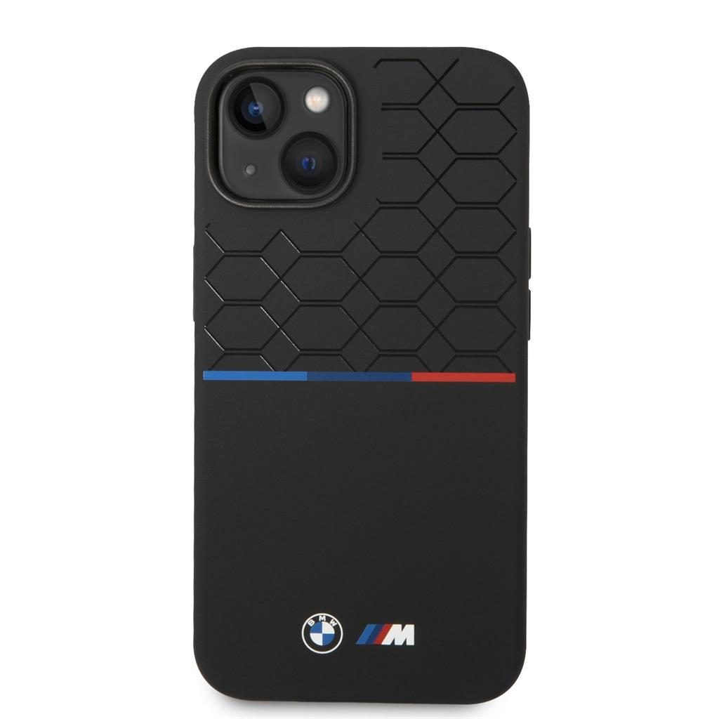 Apple iPhone 14 Plus BMW M Liquid Silicone tok – Tricolor (Fekete) - BMHCP14M22SMPK