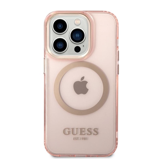 Apple iPhone 14 Pro Max Guess translucid MagSafe husă (Roz) – GUHMP14XHTCMP