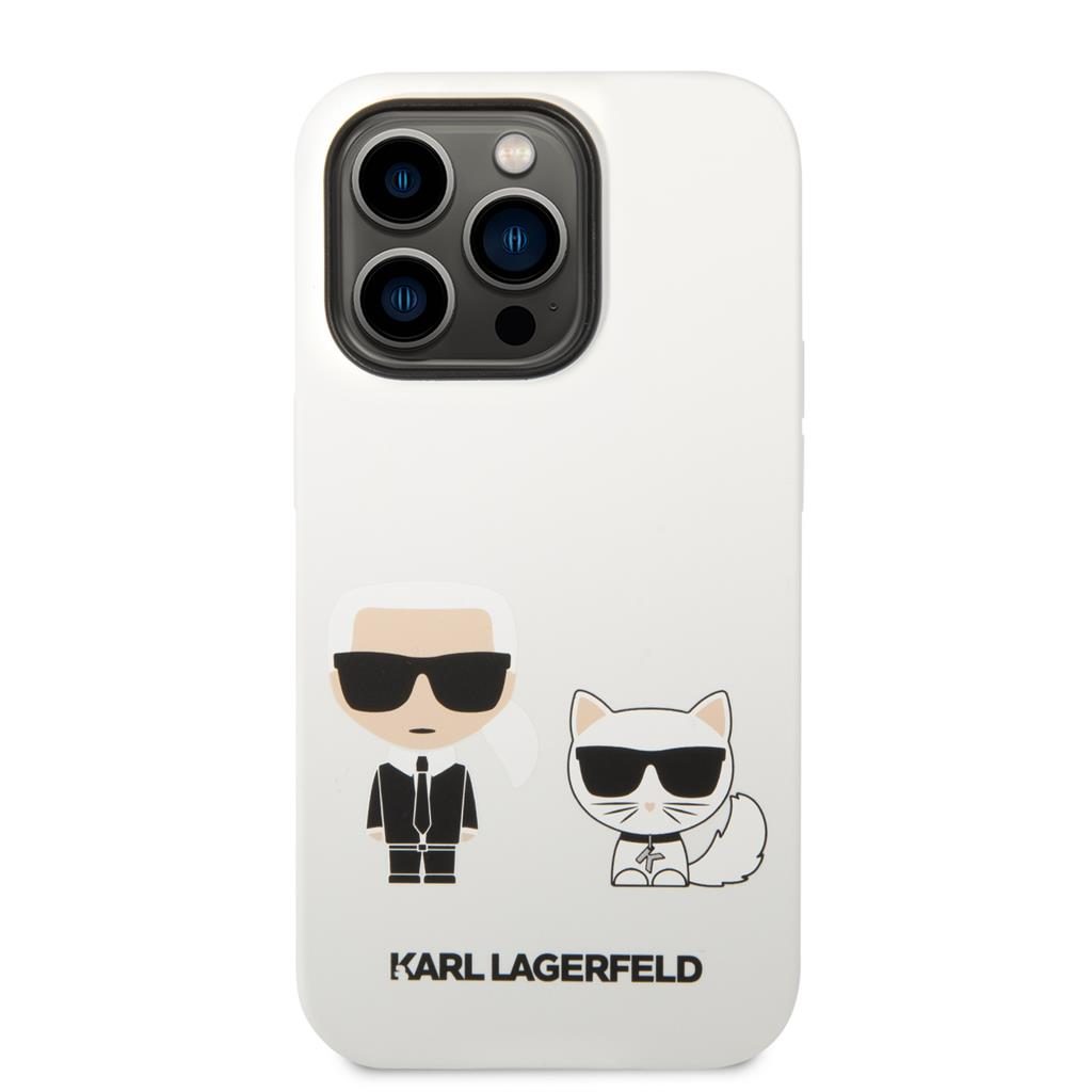 Apple iPhone 14 Pro Karl Lagerfeld & Choupette folyékony szilikontok (Fehér) – KLHCP14LSSKCW
