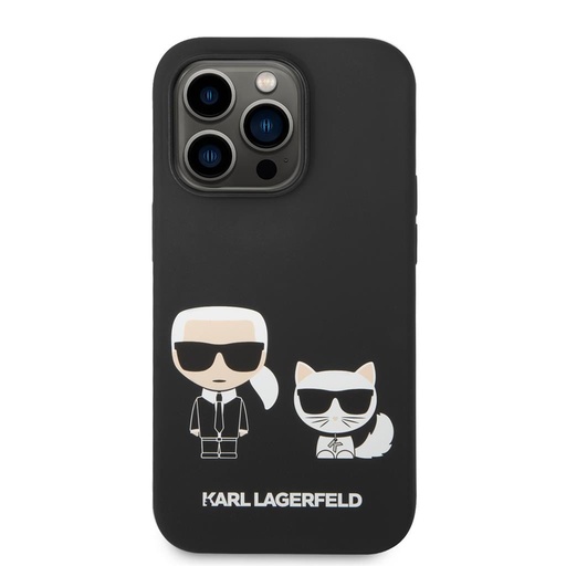 Apple iPhone 14 Pro Max Karl Lagerfeld & Choupette lichid husă din silicon (Negru) – KLHCP14XSSKCK