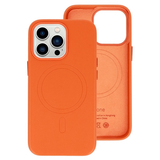 Apple iPhone 14 Pro Max magsafe leather husă spate (Portocaliu)