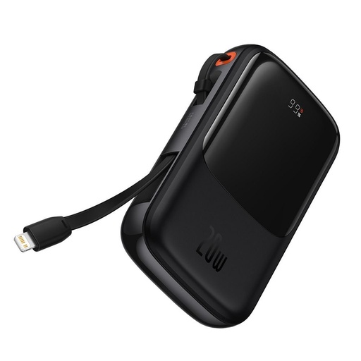 BASEUS QPow powerbank, 10000mAH cu capacitate,20W de încărcare cu putere, lightning cu cablu negru