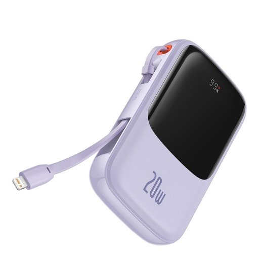 BASEUS QPow powerbank, 10000mAH cu capacitate,20W de încărcare cu putere, lightning cu cablu mov