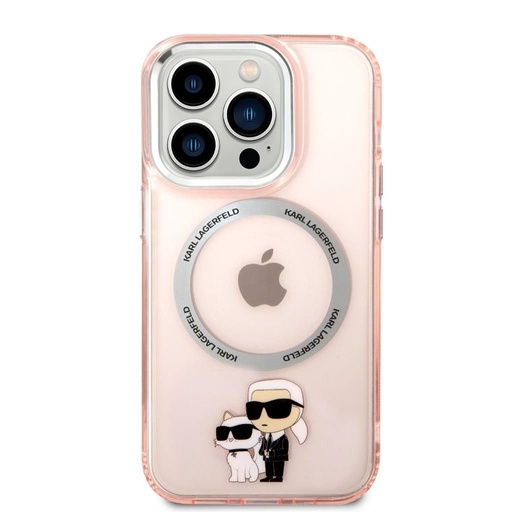 Apple iPhone 14 Pro Karl Lagerfeld MagSafe Compatible IML Karl and Choupette NFT husă (Roz) – KLHMP14LHNKCIP