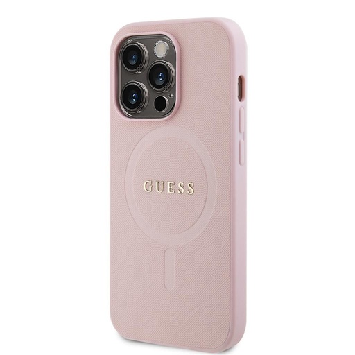 Apple iPhone 15 Pro Guess PU Saffiano MagSafe husă (Roz) - GUHMP15LPSAHMCP
