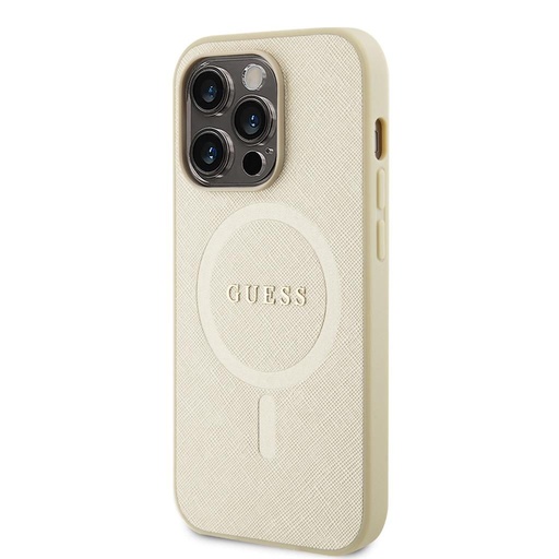 Apple iPhone 15 Pro Max Guess PU Saffiano MagSafe husă (Bej) - GUHMP15XPSAHMCB